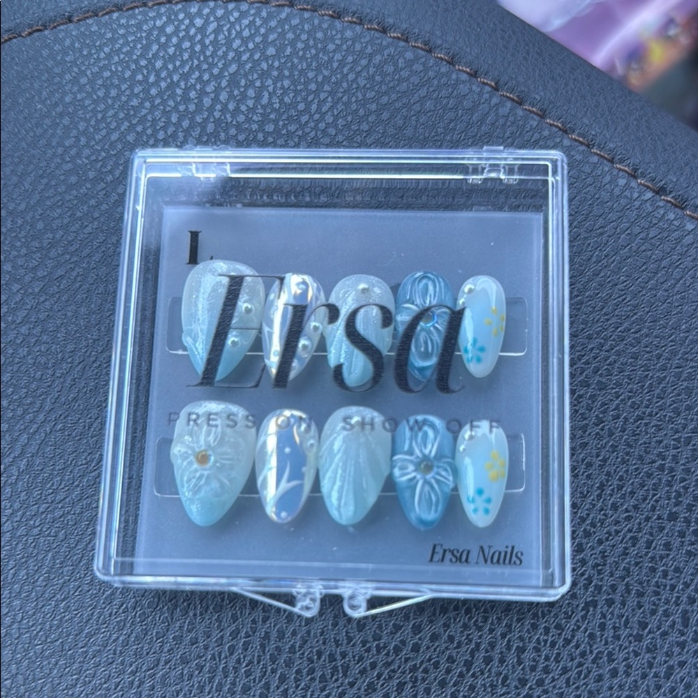 Blue and Yellow Press-On Nails